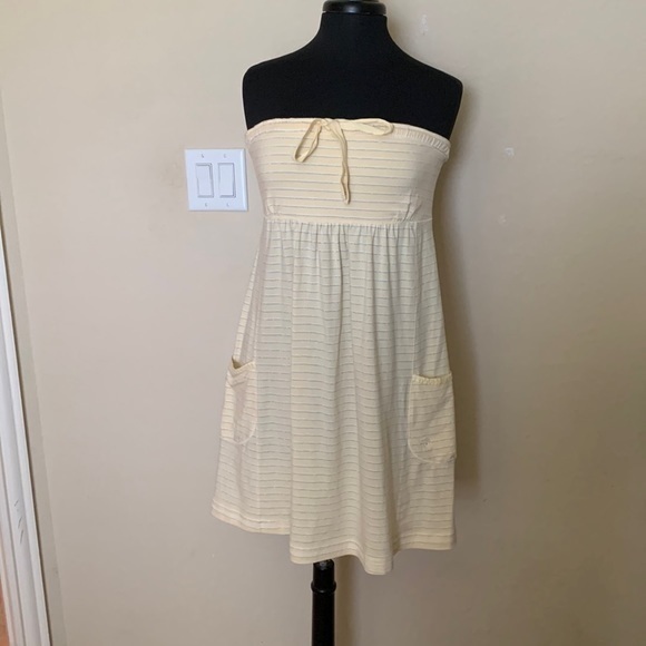 Abercrombie and Fitch Strapless Metallic Glitter Dress Pockets Bow Vintage Y2K - Picture 1 of 9